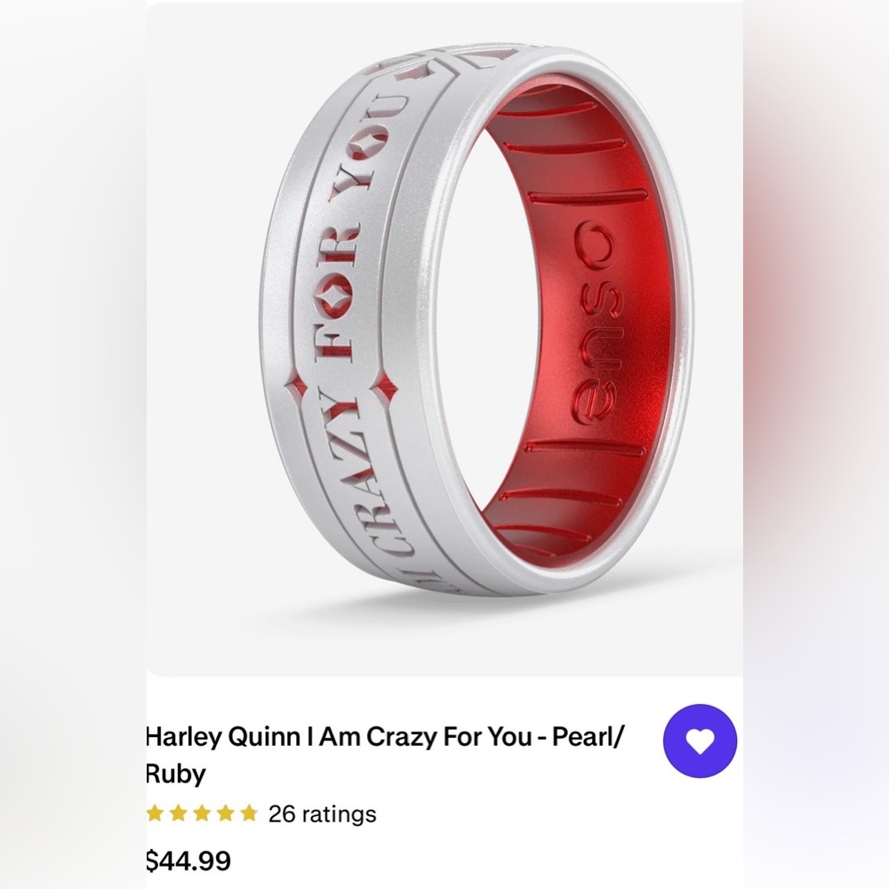 Women's Silver and Red Silicone Ring - Picture 5 of 5